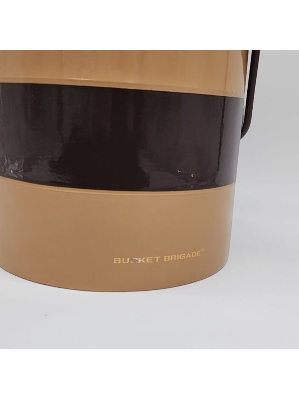 MCM Ice Bucket Brown Tan Stripe Acrylic and Plastic by Morgan Designs - Picture 5 of 9